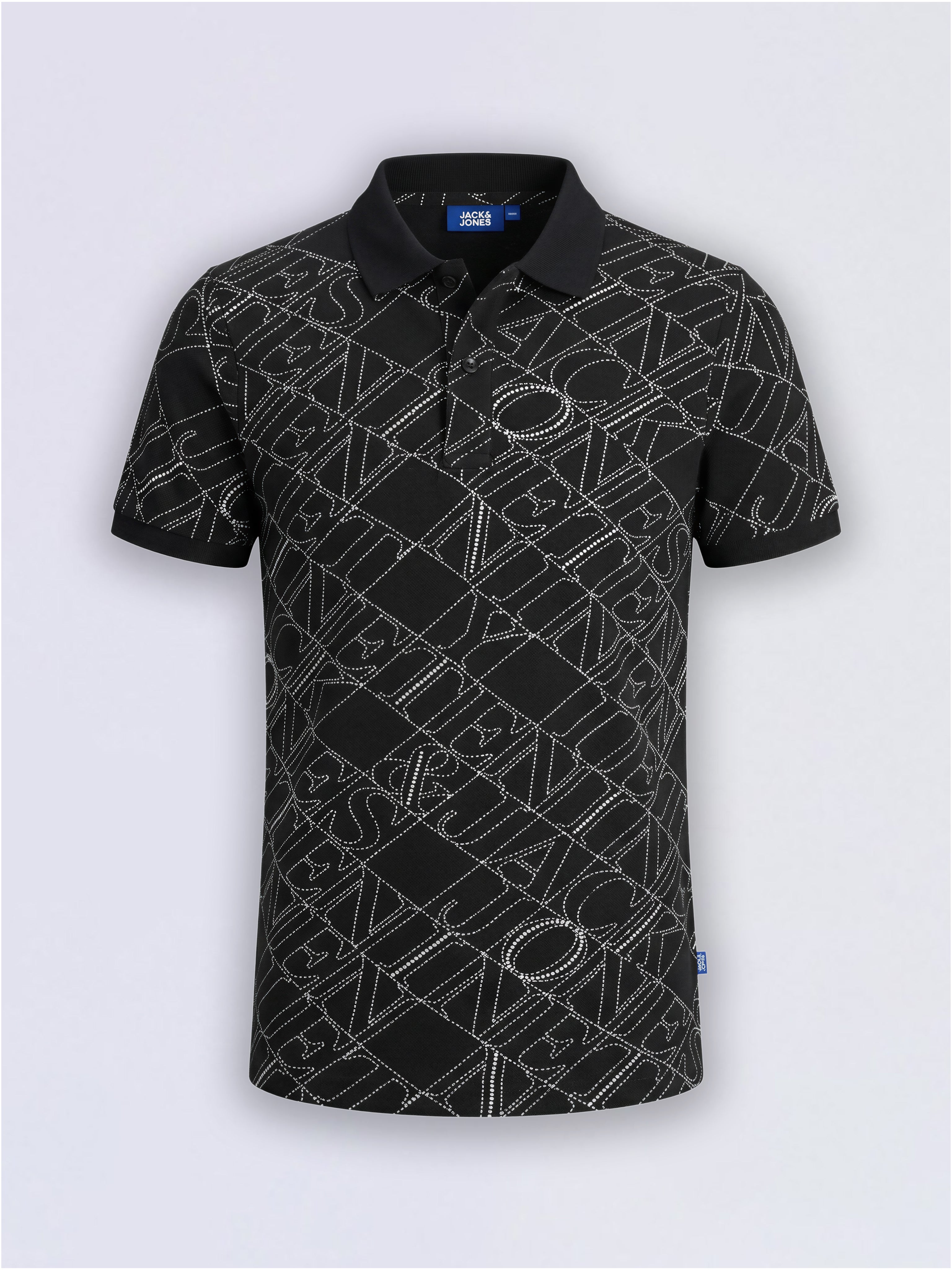 Boys Black Printed Cotton Polo T-Shirt Regular Fit
