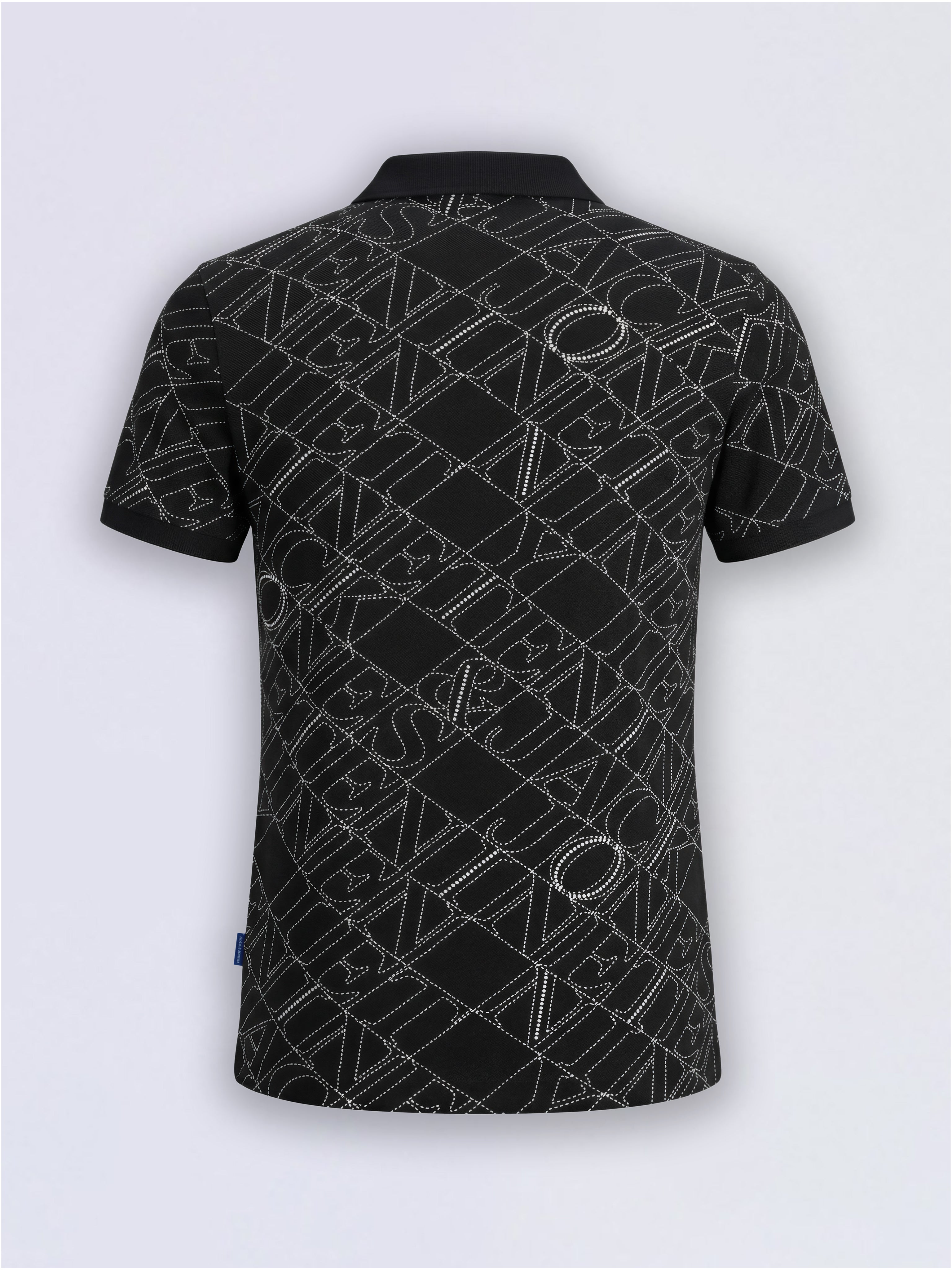 Boys Black Printed Cotton Polo T-Shirt Regular Fit