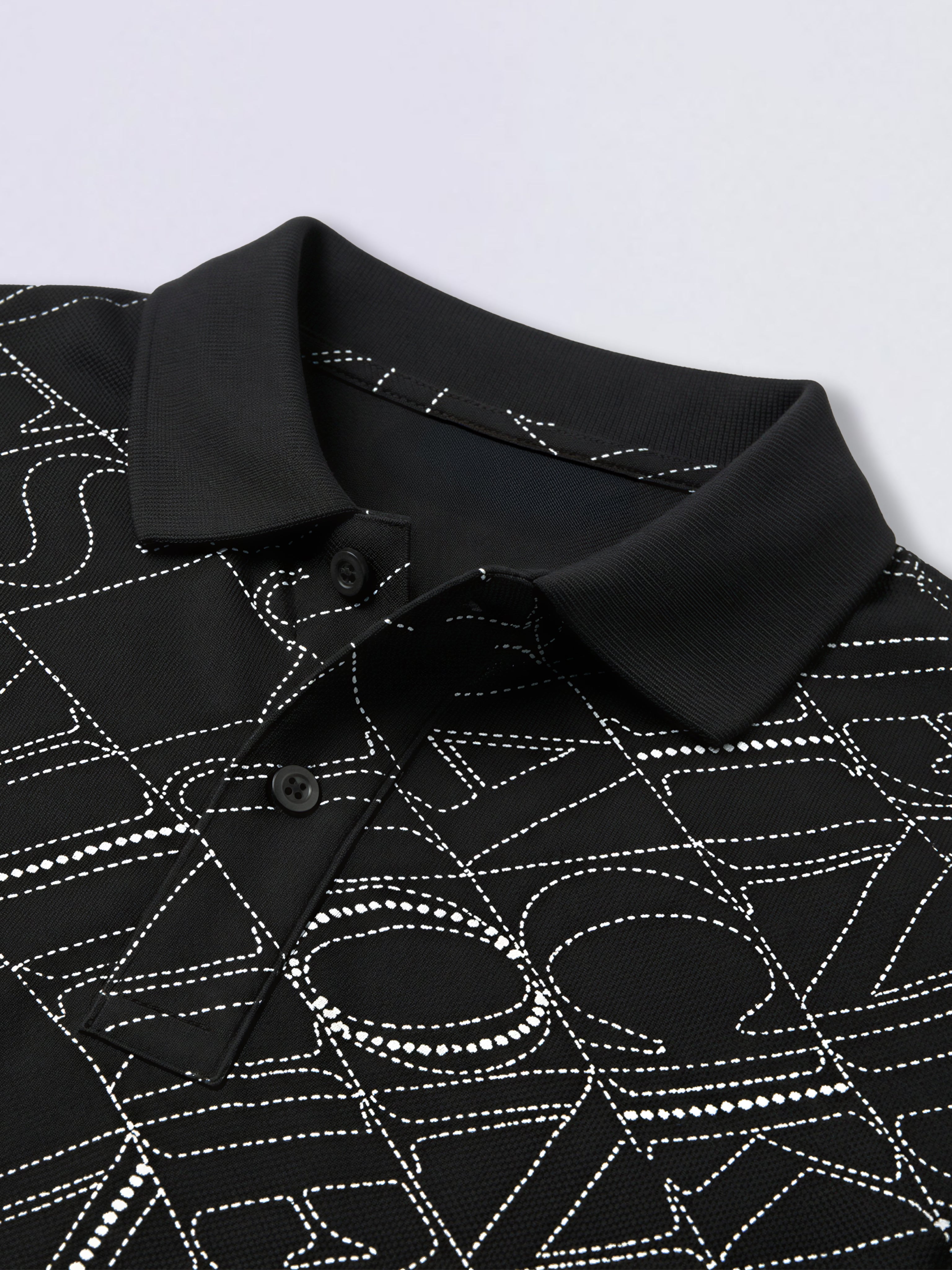 Boys Black Printed Cotton Polo T-Shirt Regular Fit