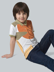 Boys Printed Cotton Polo T-Shirt with Short Sleeves