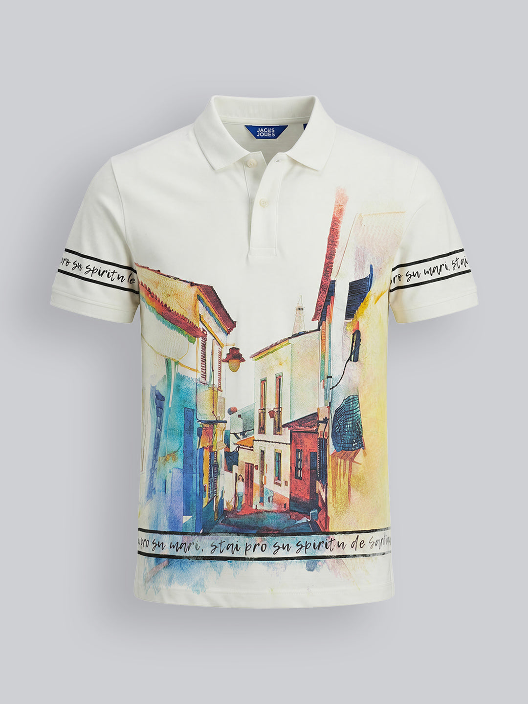 Boys Graphic Print Cotton Polo T-Shirt with Short Sleeves