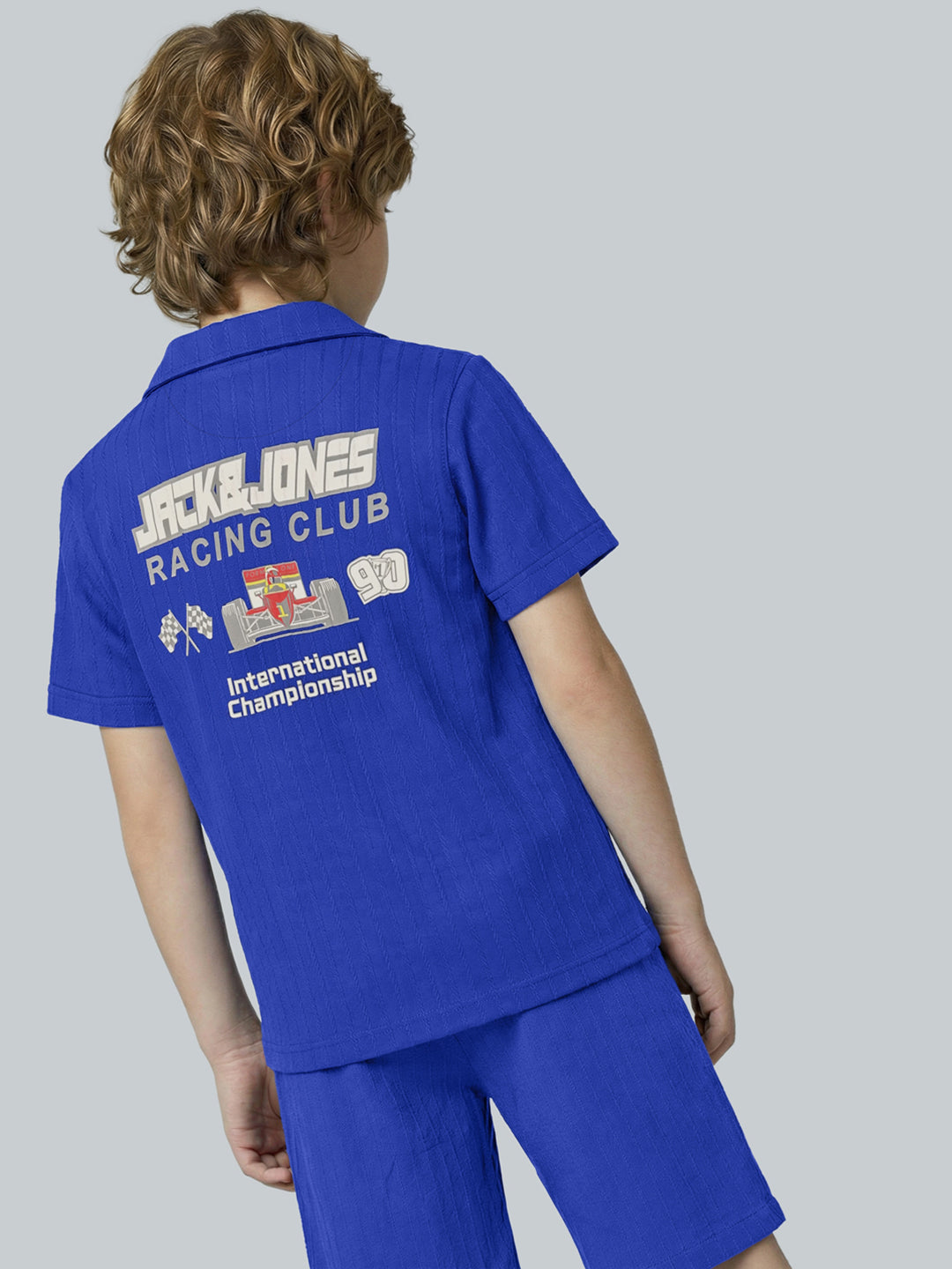 Boys Racing Print Cotton Casual Shirt with Short Sleeves
