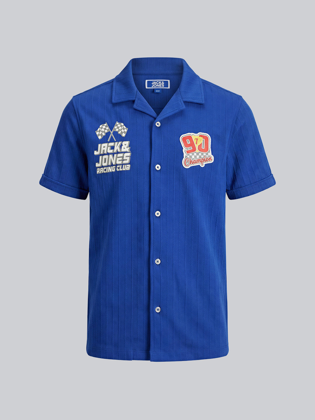 Boys Racing Print Cotton Casual Shirt with Short Sleeves