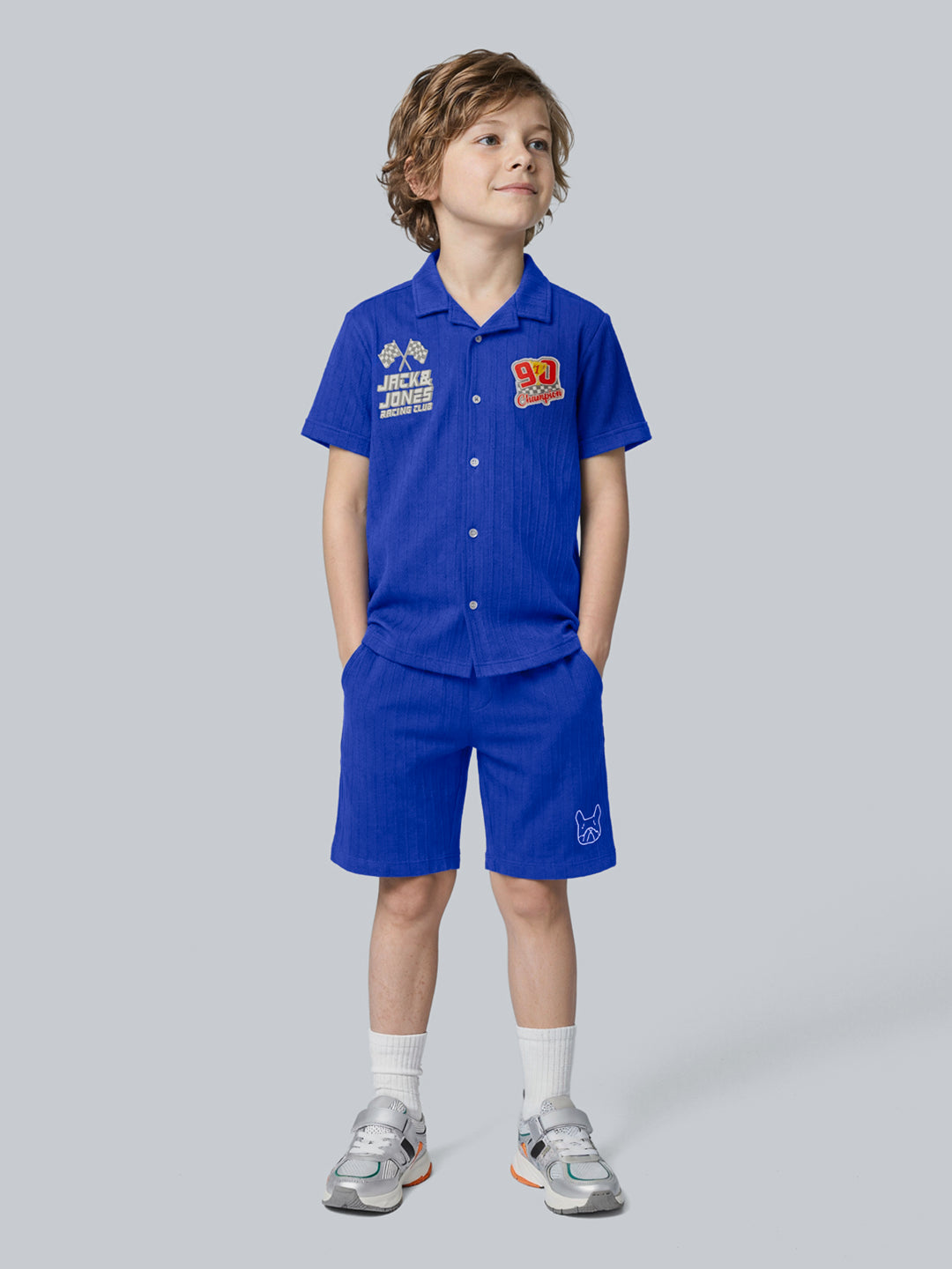 Boys Racing Print Cotton Casual Shirt with Short Sleeves