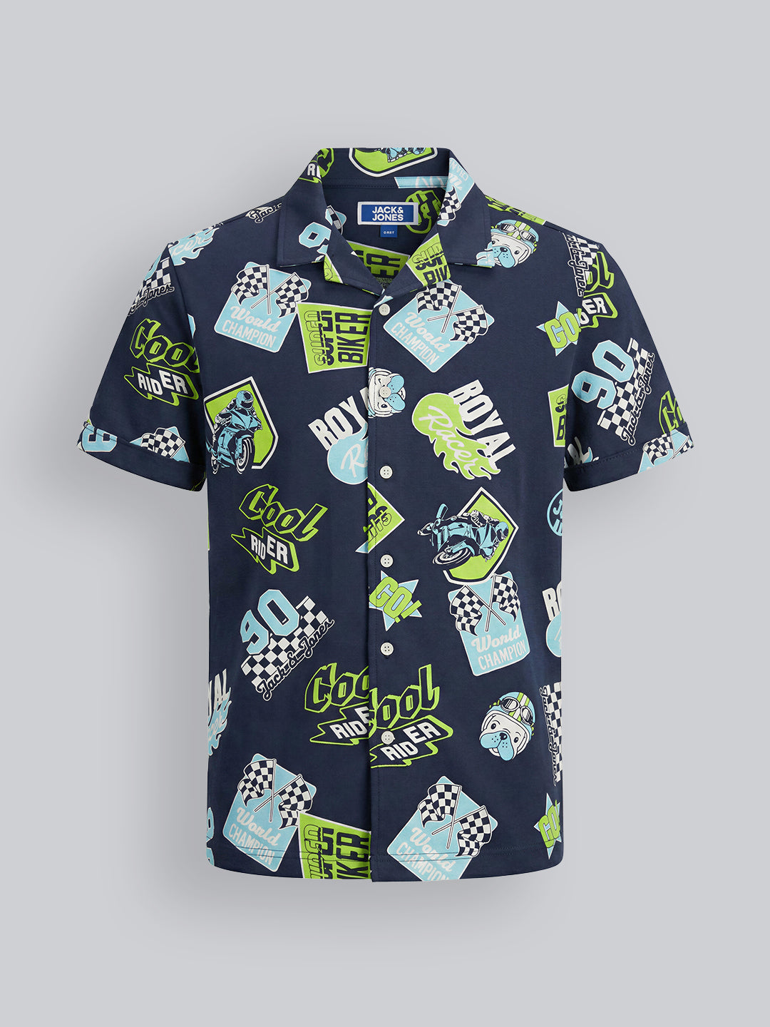 Boys All Over Printed Cotton Casual Shirt with Short Sleeves