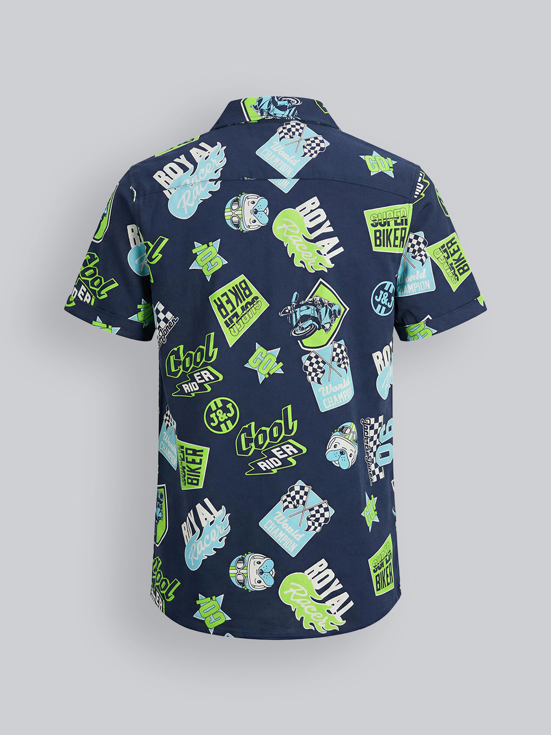 Boys All Over Printed Cotton Casual Shirt with Short Sleeves