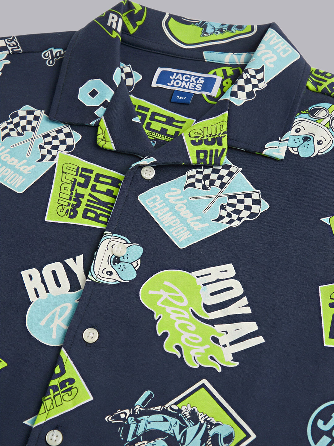 Boys All Over Printed Cotton Casual Shirt with Short Sleeves