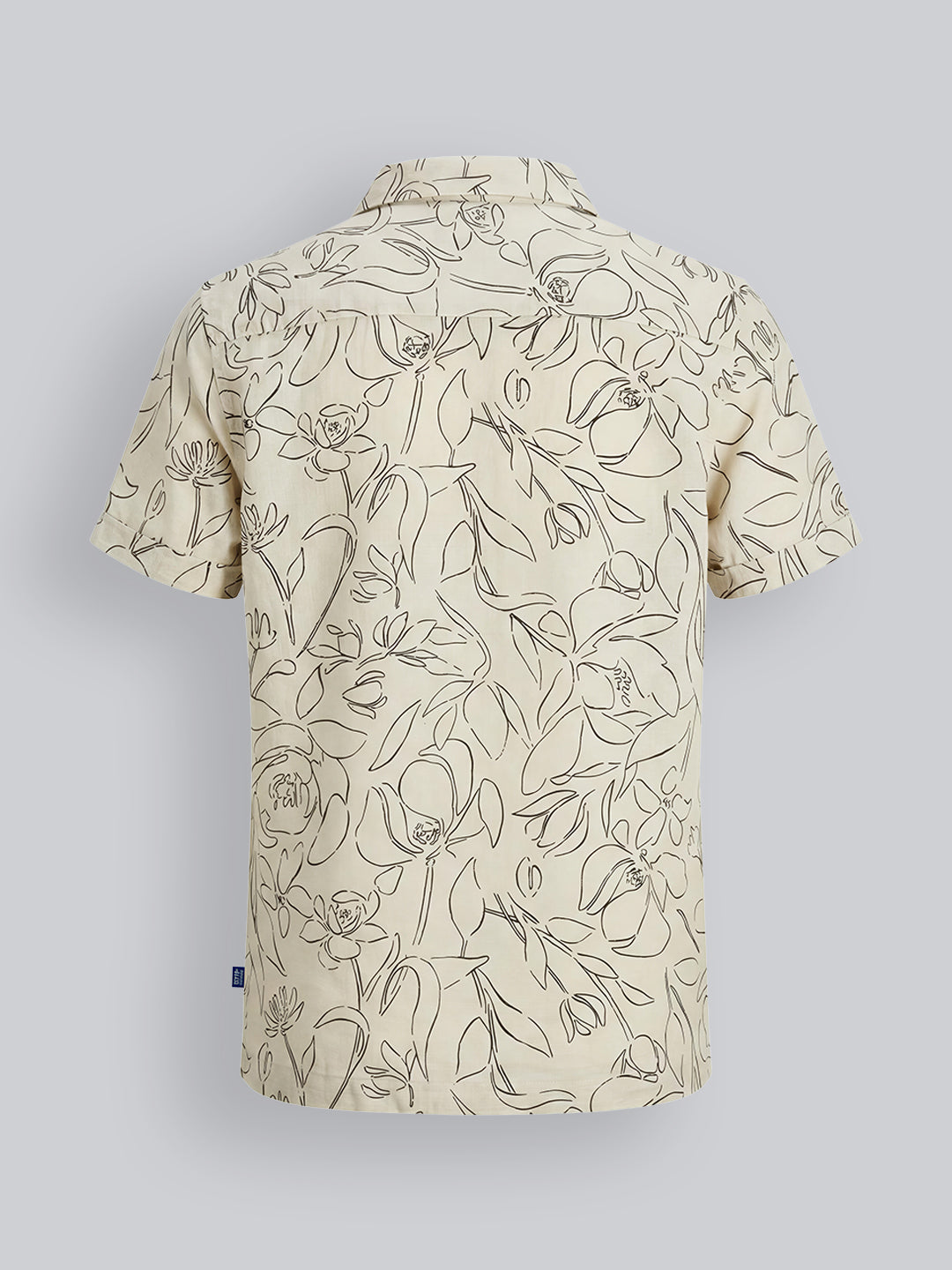 Boys Beige Floral Print Cotton Resort Collar Shirt
