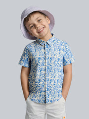 Boys Cotton Abstract Print Casual Shirt with Short Sleeves