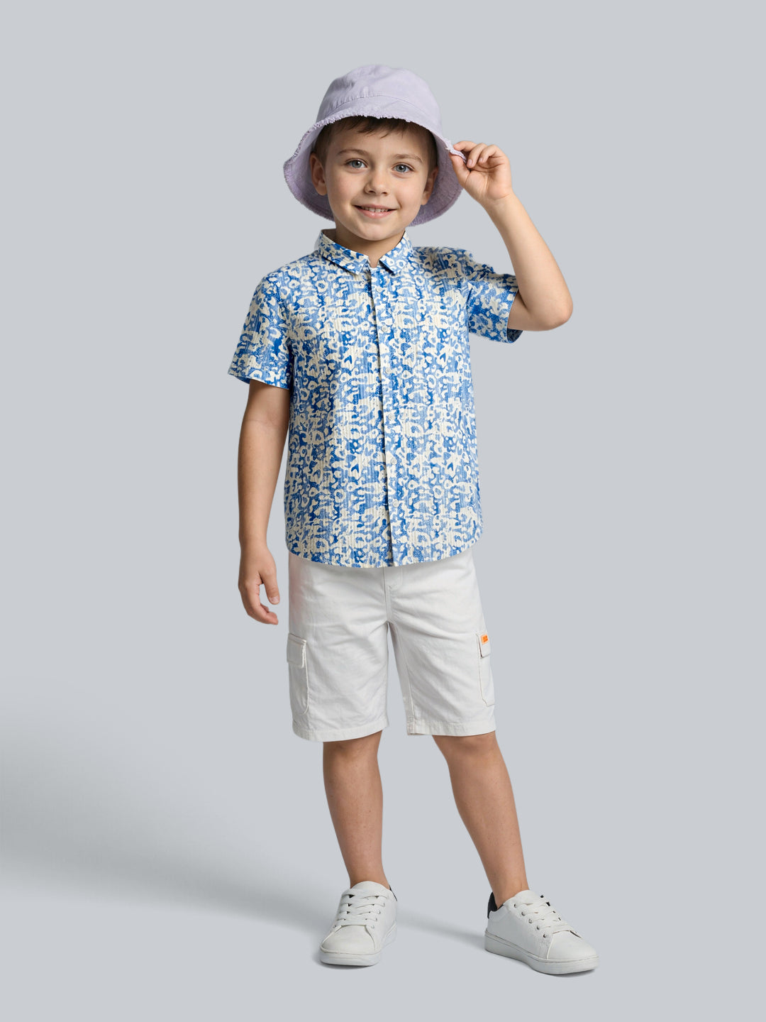 Boys Cotton Abstract Print Casual Shirt with Short Sleeves