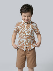 Boys Cotton Blend Tropical Print Casual Shirt