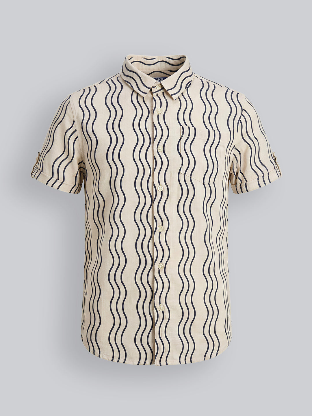 Boys Printed Cotton Casual Shirt with Short Sleeves