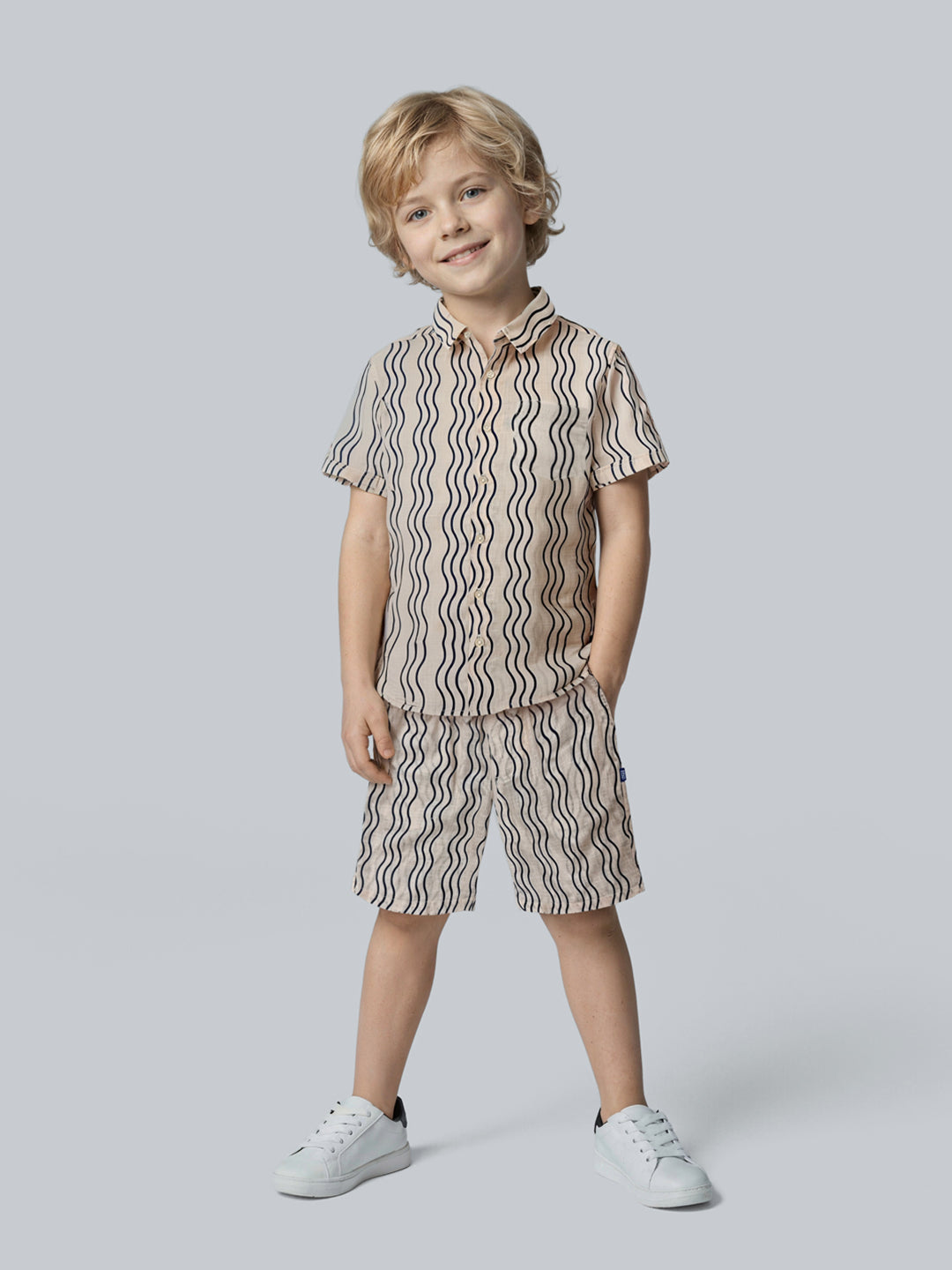 Boys Printed Cotton Casual Shirt with Short Sleeves