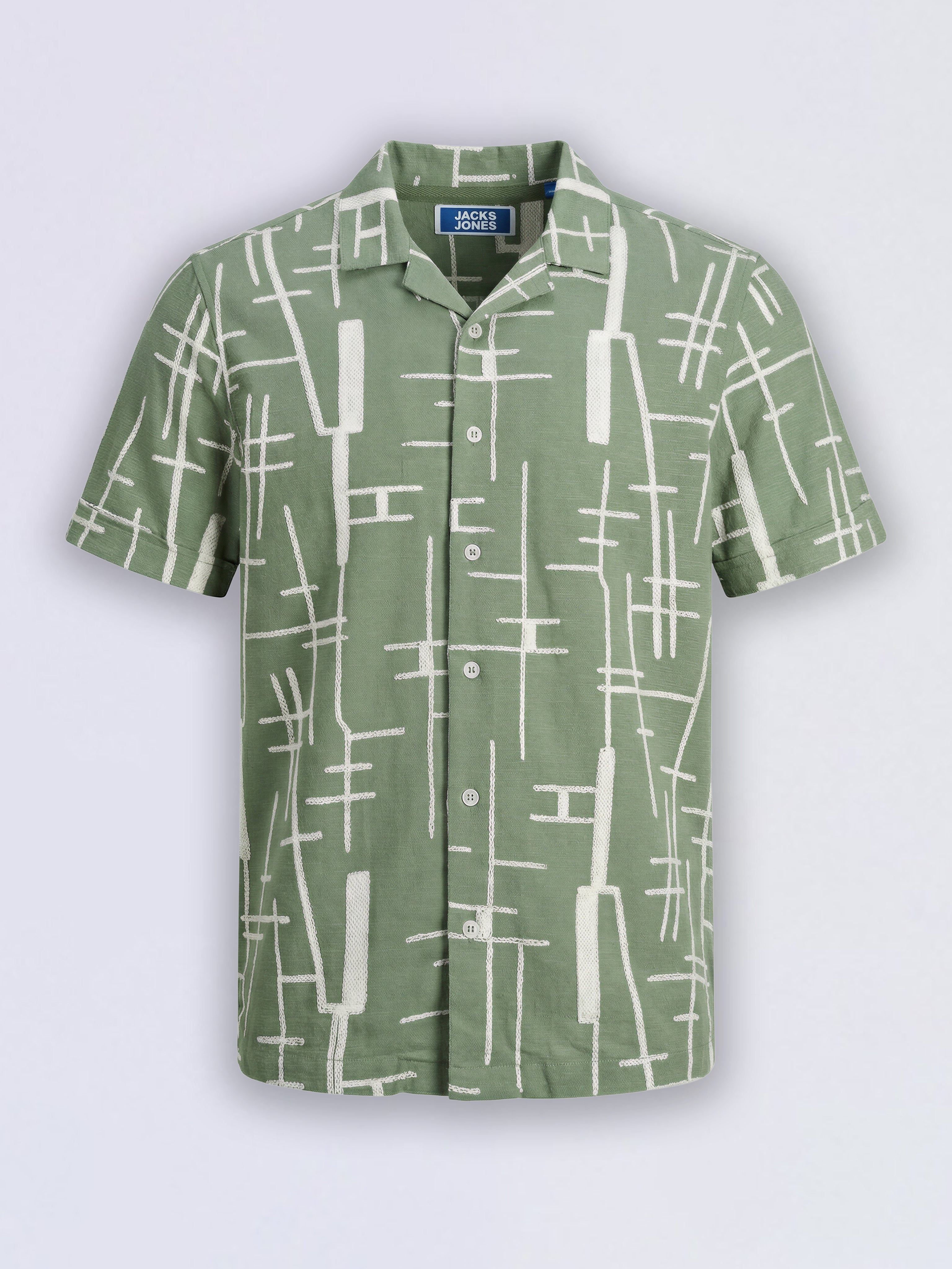 Boys Green Cotton Embroidered Casual Shirt