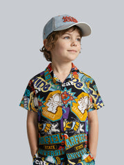 Boys Viscose Garfield Print Casual Shirt with Short Sleeves