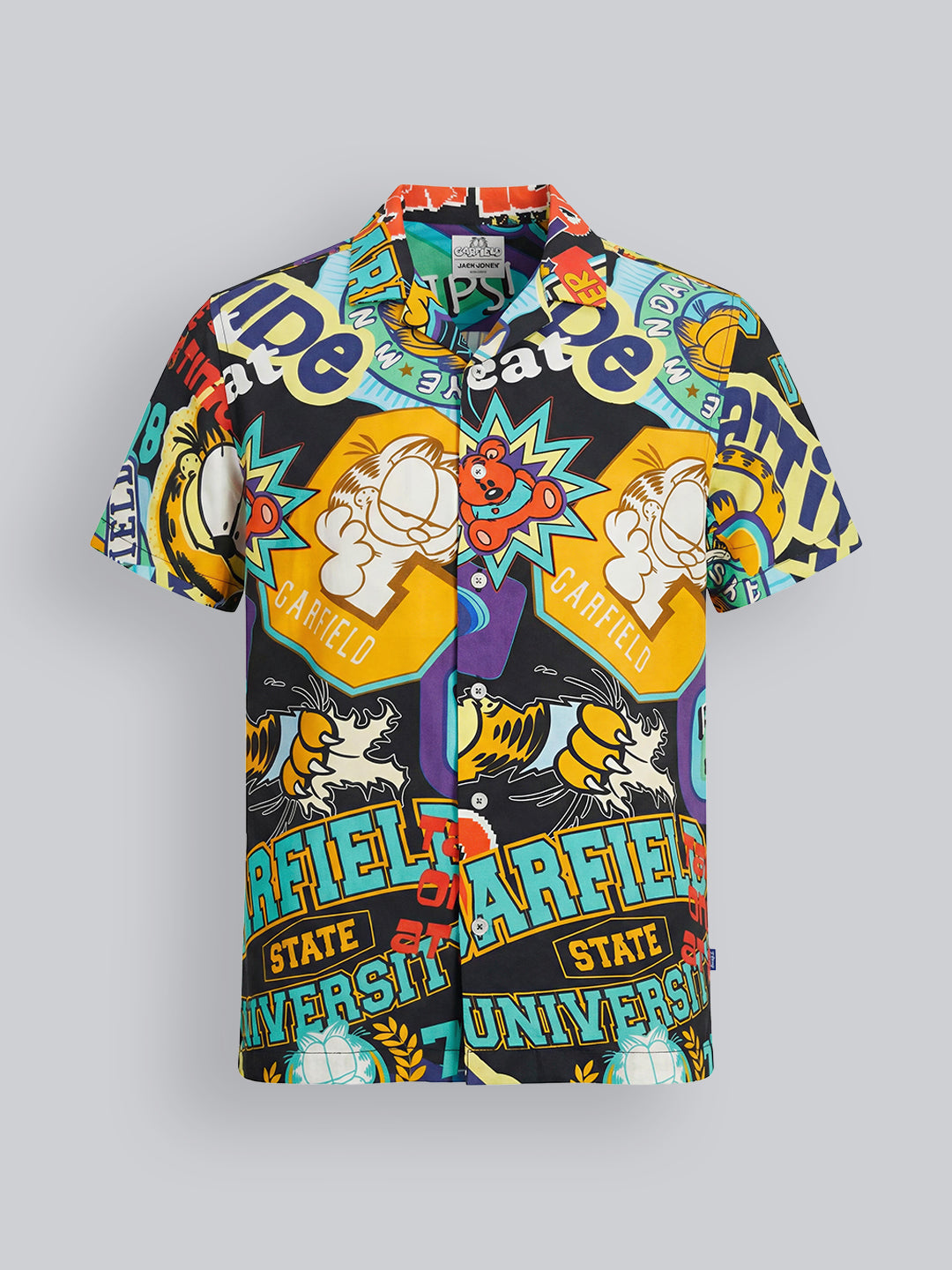 Boys Viscose Garfield Print Casual Shirt with Short Sleeves
