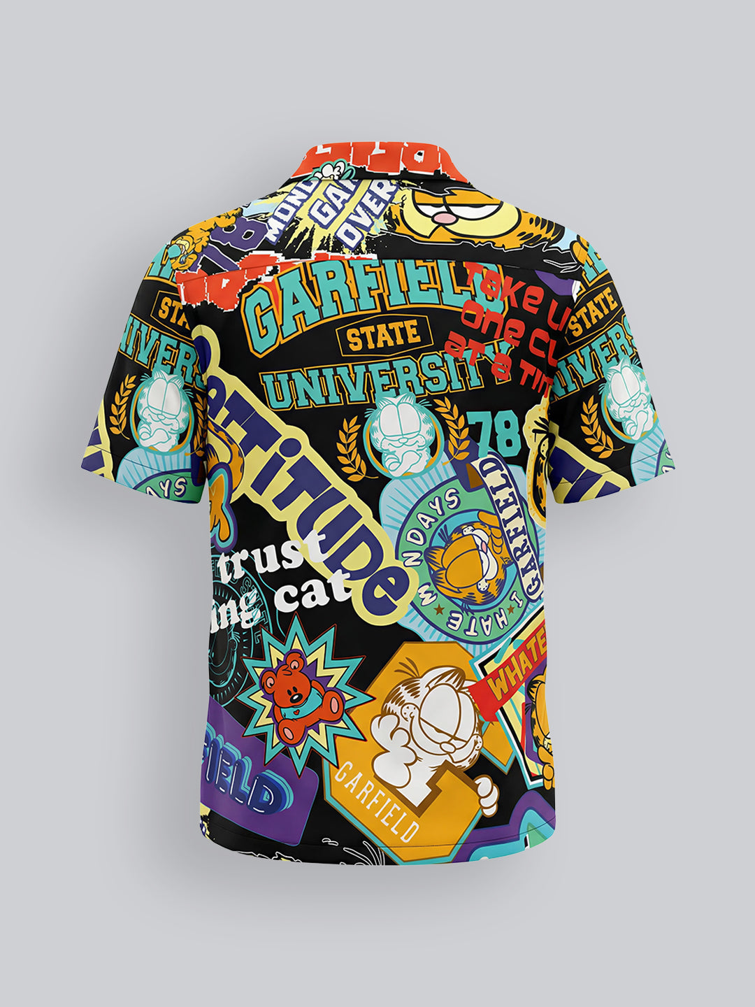 Boys Viscose Garfield Print Casual Shirt with Short Sleeves