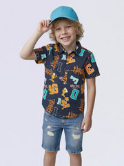 Boys Blue Garfield Print Cotton Casual Shirt