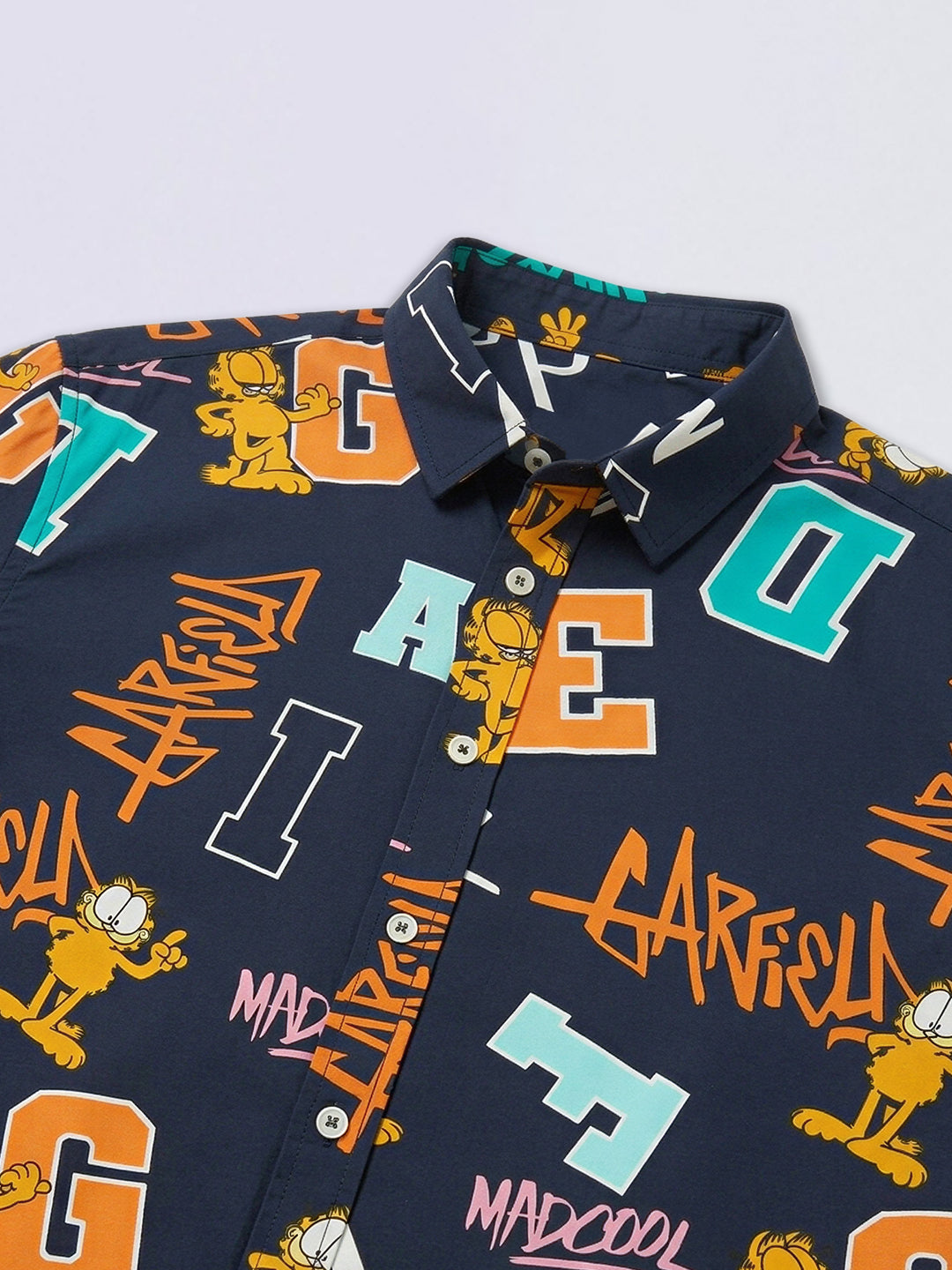 Boys Blue Garfield Print Cotton Casual Shirt