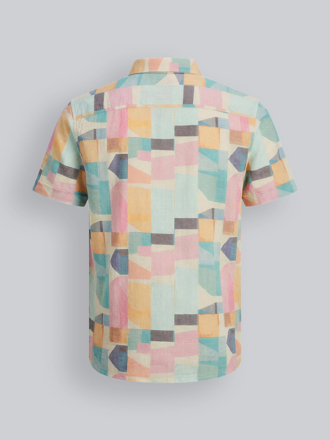 Boys Geometric Print Cotton Casual Shirt with Short Sleeves