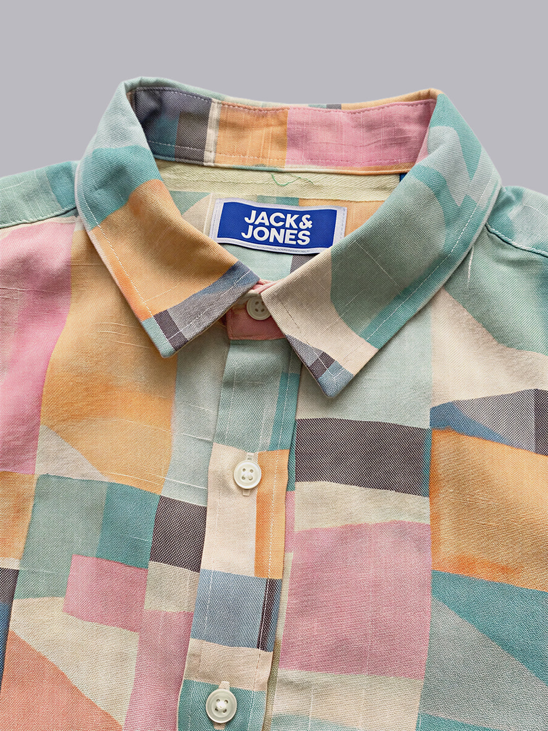 Boys Geometric Print Cotton Casual Shirt with Short Sleeves