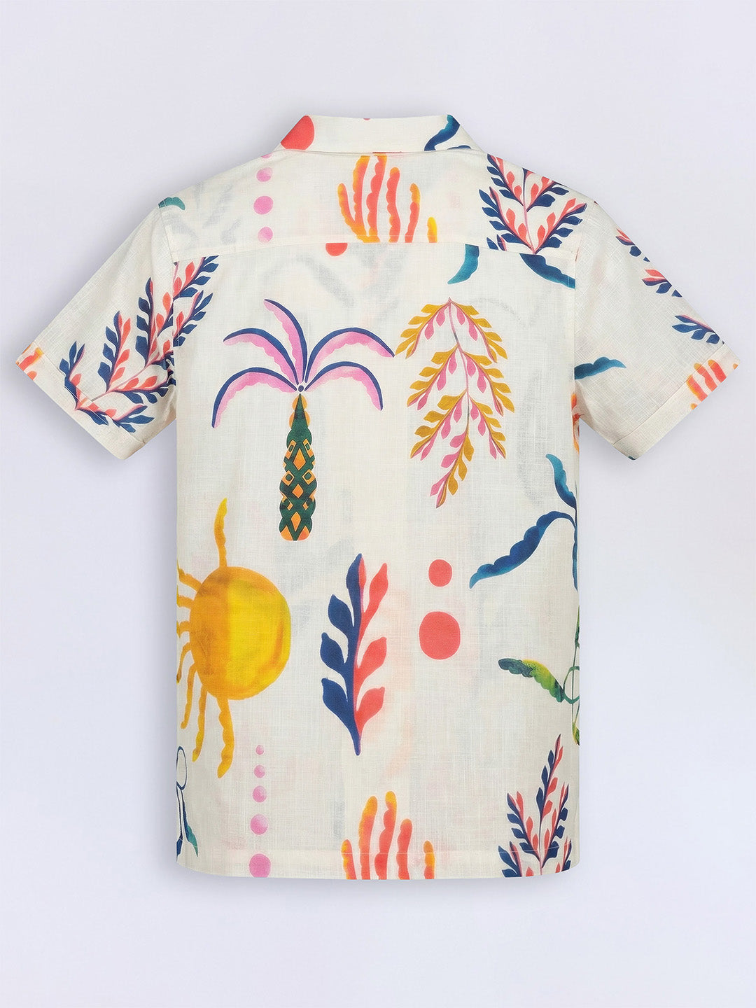 Boys White Printed Cotton Casual Shirt