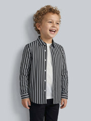 Boys Viscose Blend Striped Casual Shirt with Long Sleeves