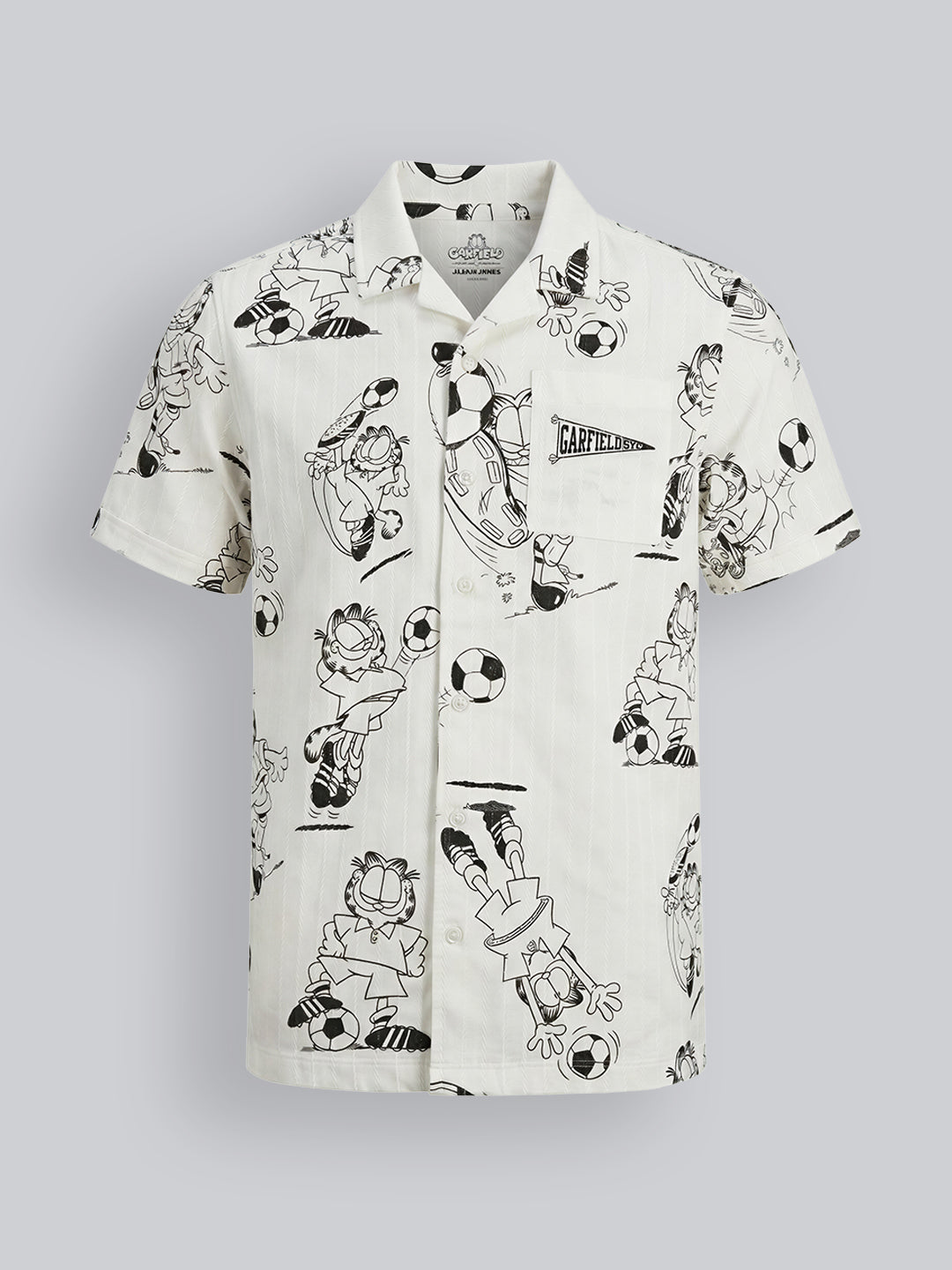 Boys Garfield Print Cotton Casual Shirt with Short Sleeves