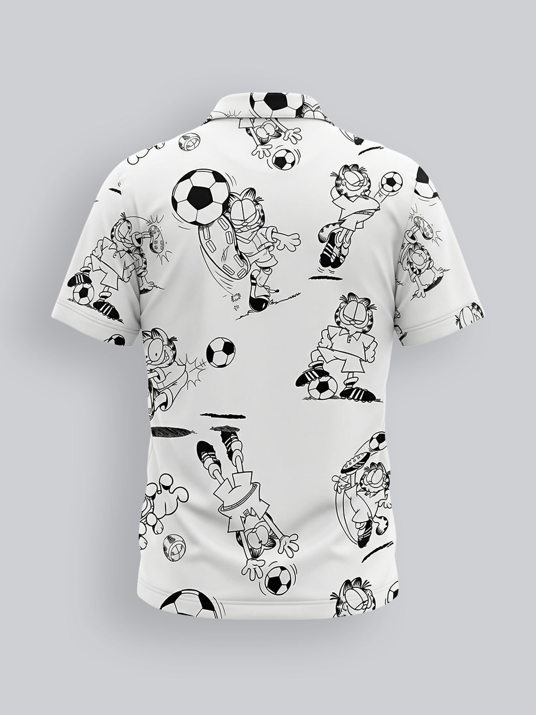 Boys Garfield Print Cotton Casual Shirt with Short Sleeves