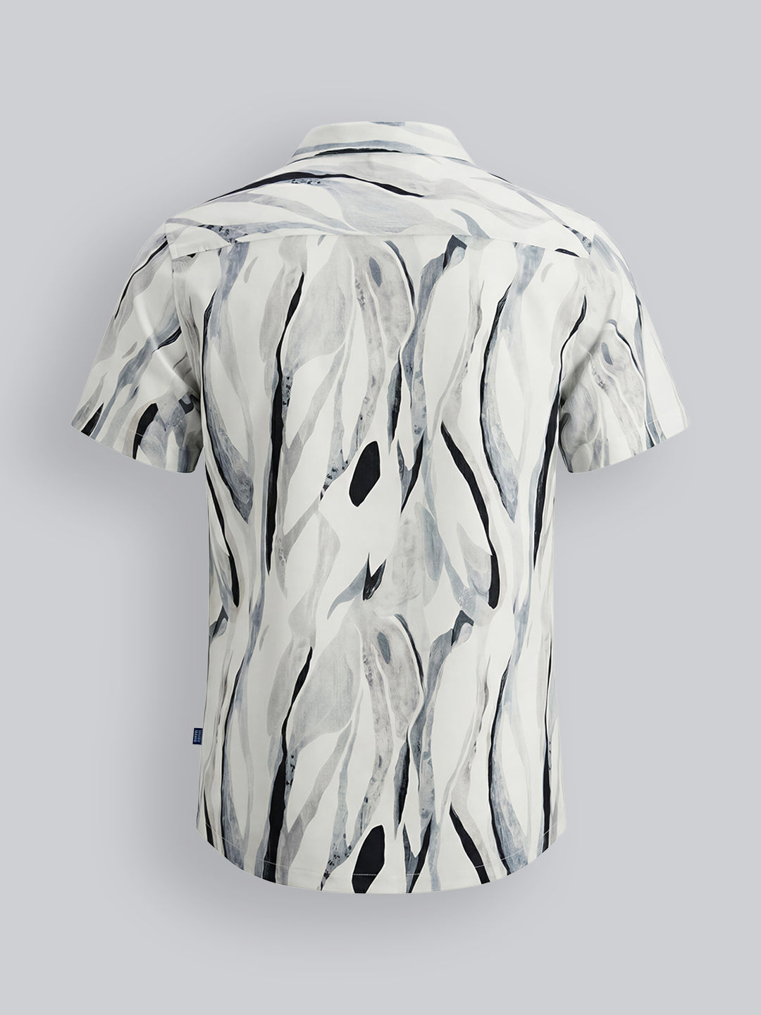 Boys Off White Printed Cotton Resort Collar Shirt