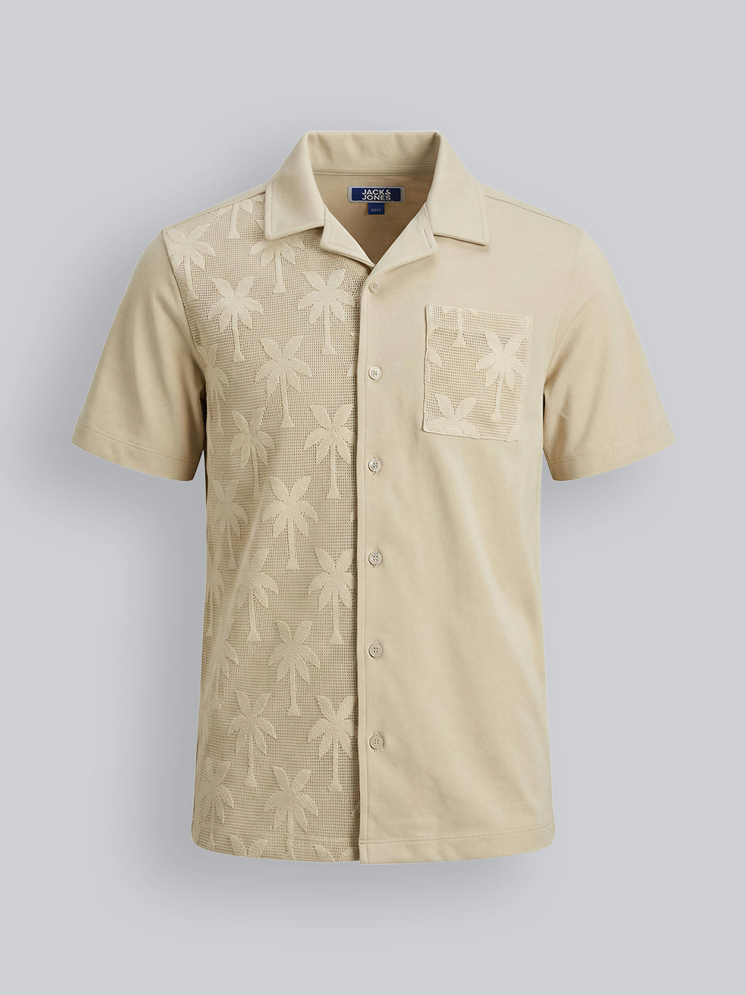 Boys Cotton Palm Texture Casual Shirt with Short Sleeves