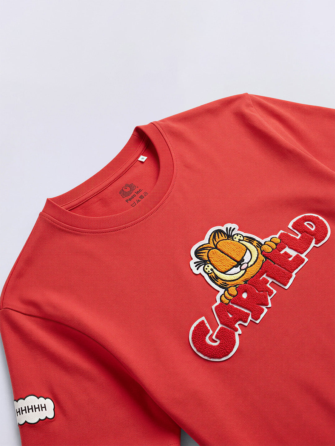 Boys Flame Scarlet Red Garfield Print Cotton Oversized T-Shirt