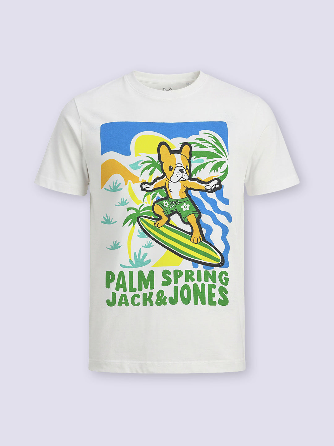 Boys White Printed Cotton Crew Neck T-Shirt