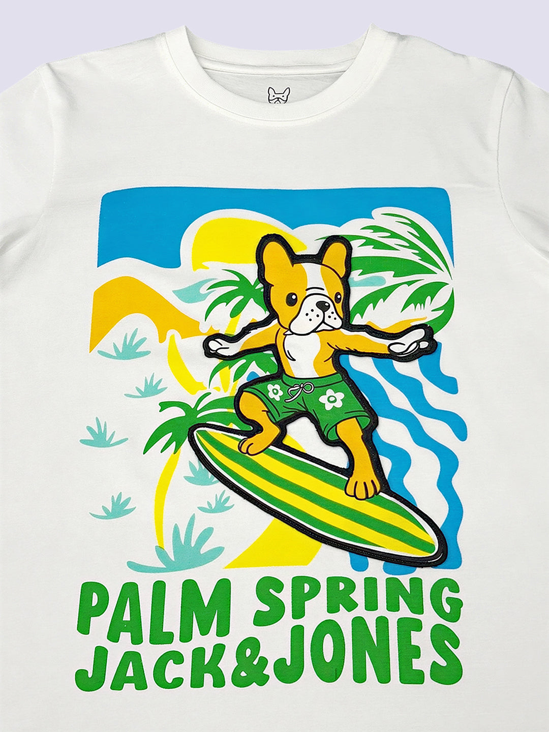 Boys White Printed Cotton Crew Neck T-Shirt
