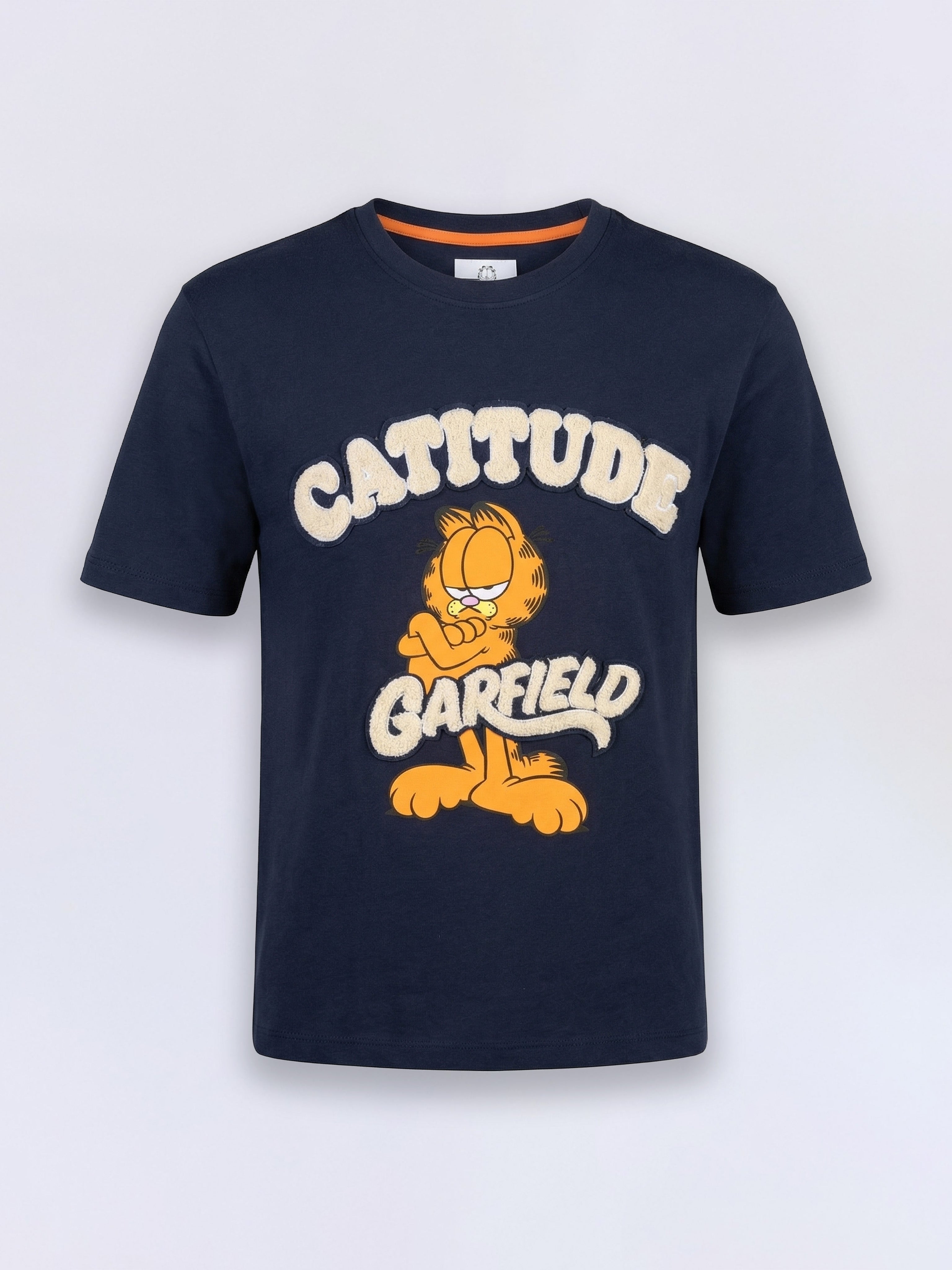 Boys Naval Academy Blue Garfield Print Cotton Oversized T-Shirt