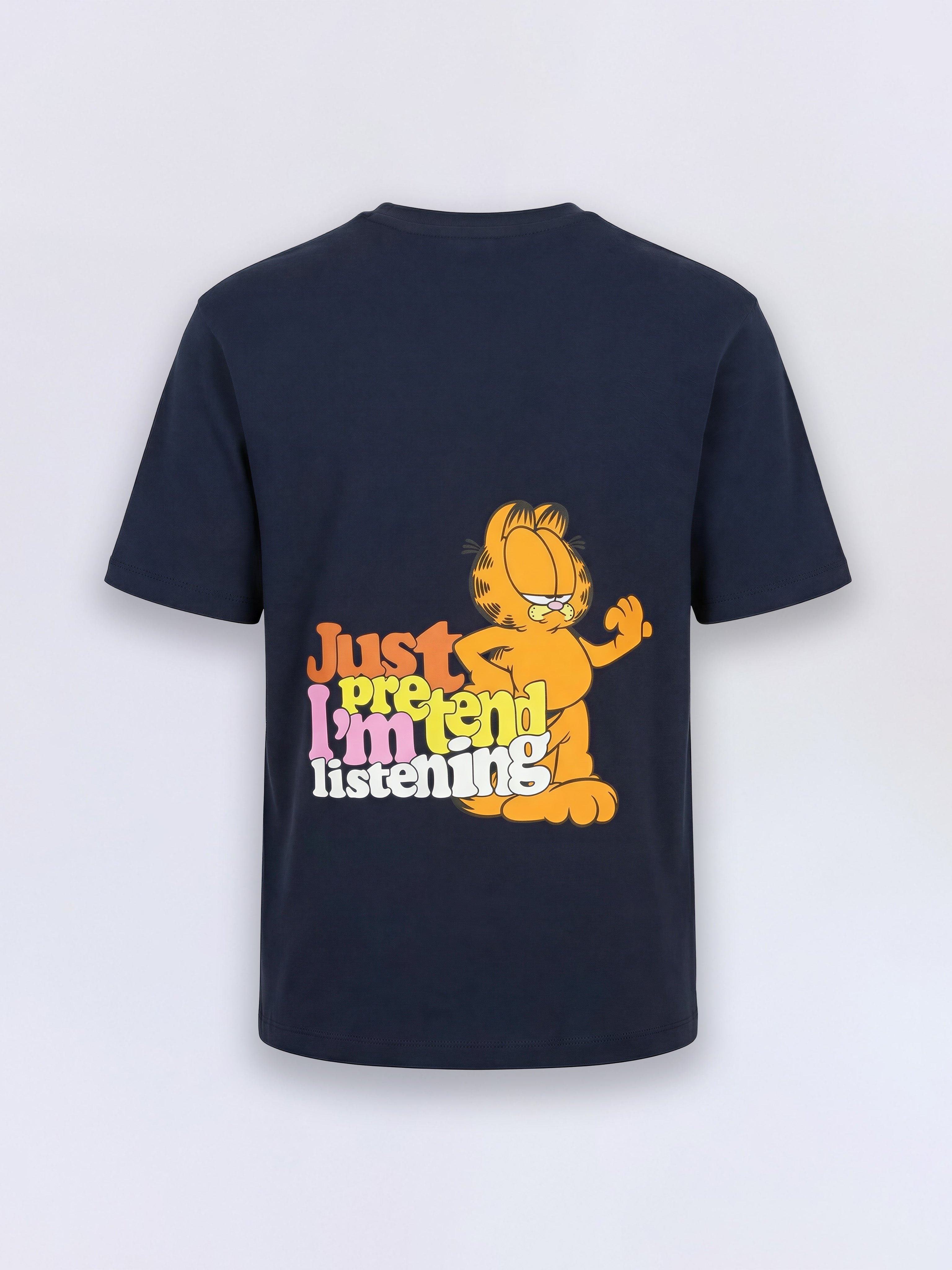 Boys Naval Academy Blue Garfield Print Cotton Oversized T-Shirt