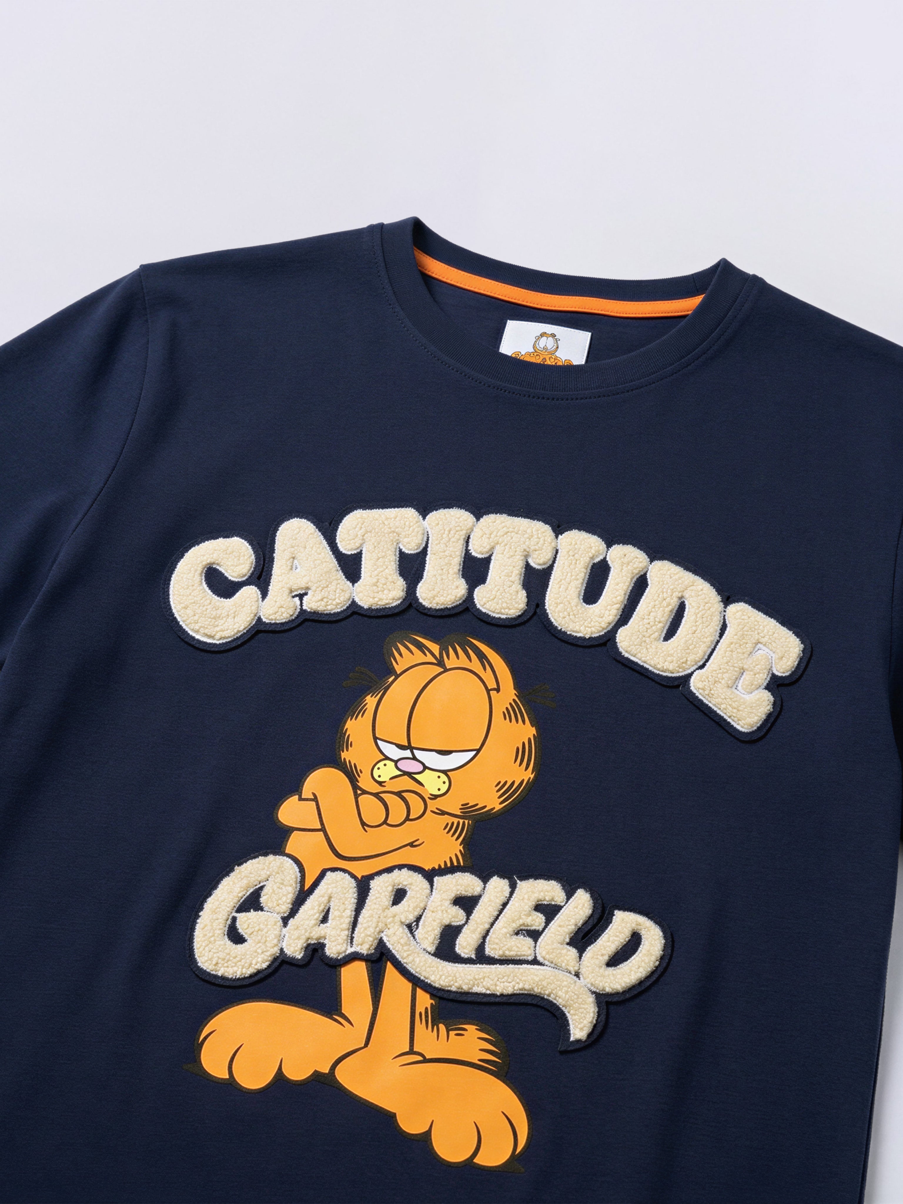 Boys Naval Academy Blue Garfield Print Cotton Oversized T-Shirt