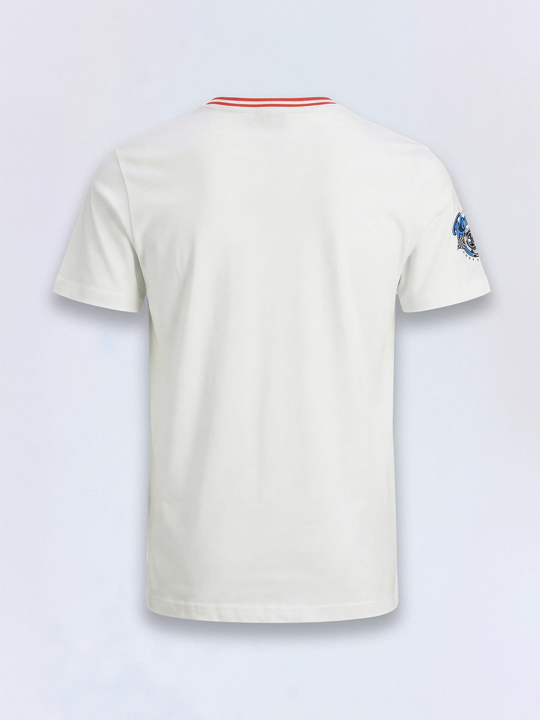 Boys Bright White Race Car Print Cotton Regular Fit T-Shirt