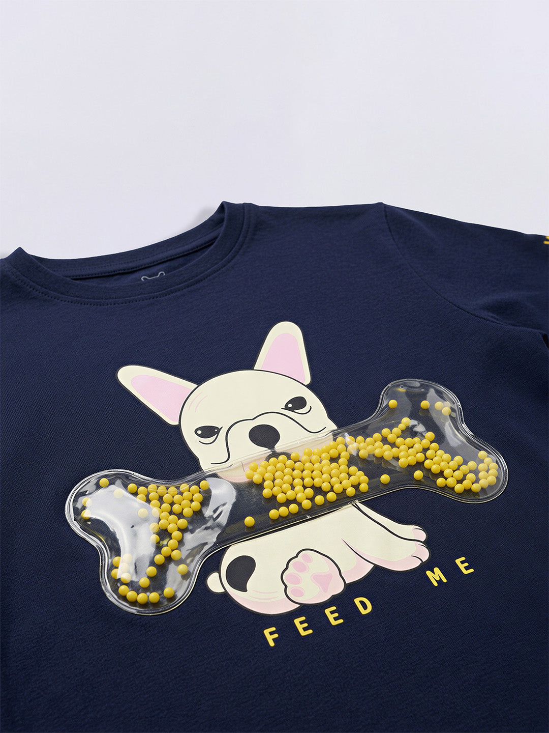 Boys Naval Academy Blue Dog Graphic Embellished Cotton T-Shirt