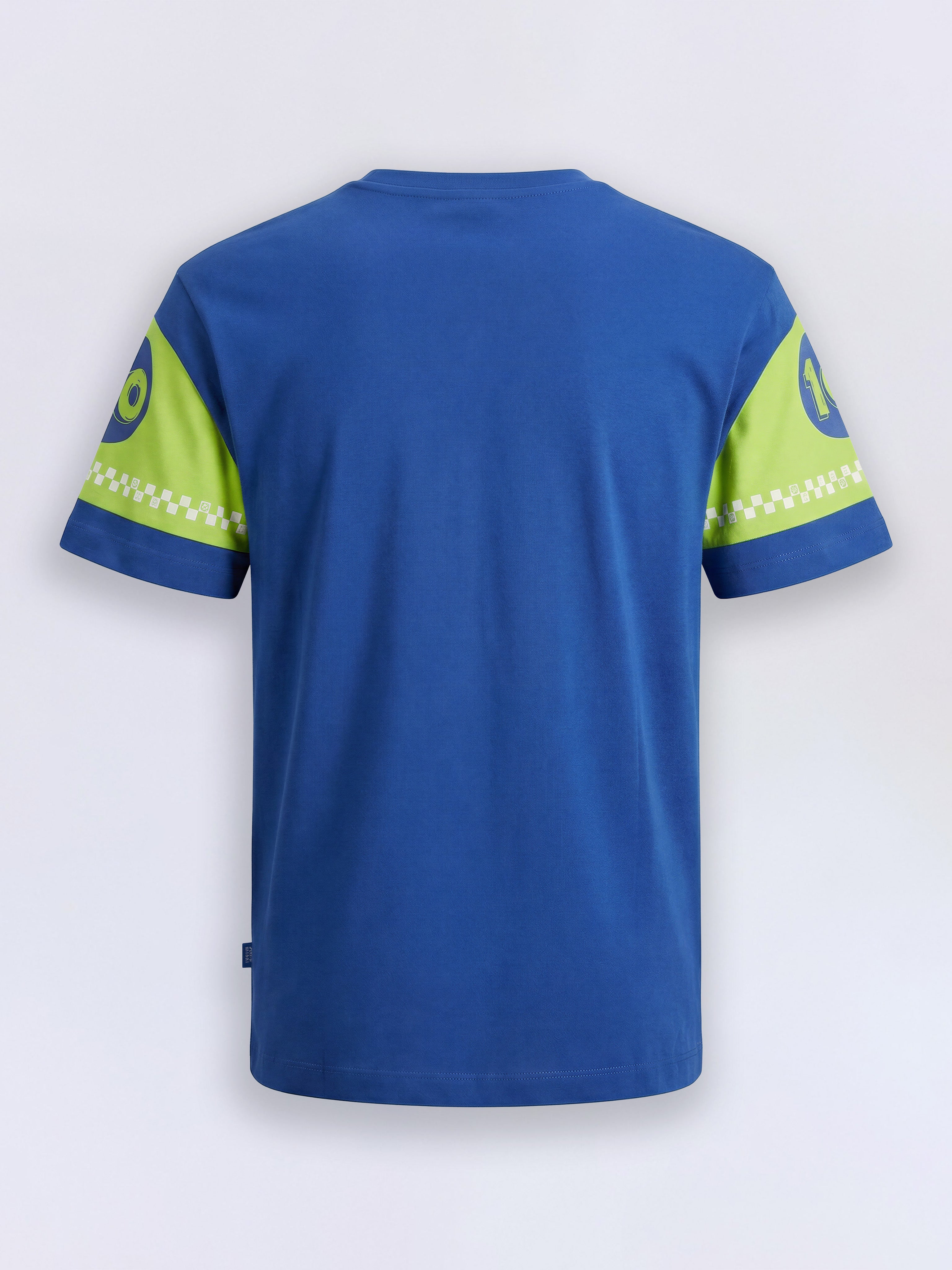 Boys Sodalite Blue Colourblocked Graphic Cotton Oversized T-Shirt