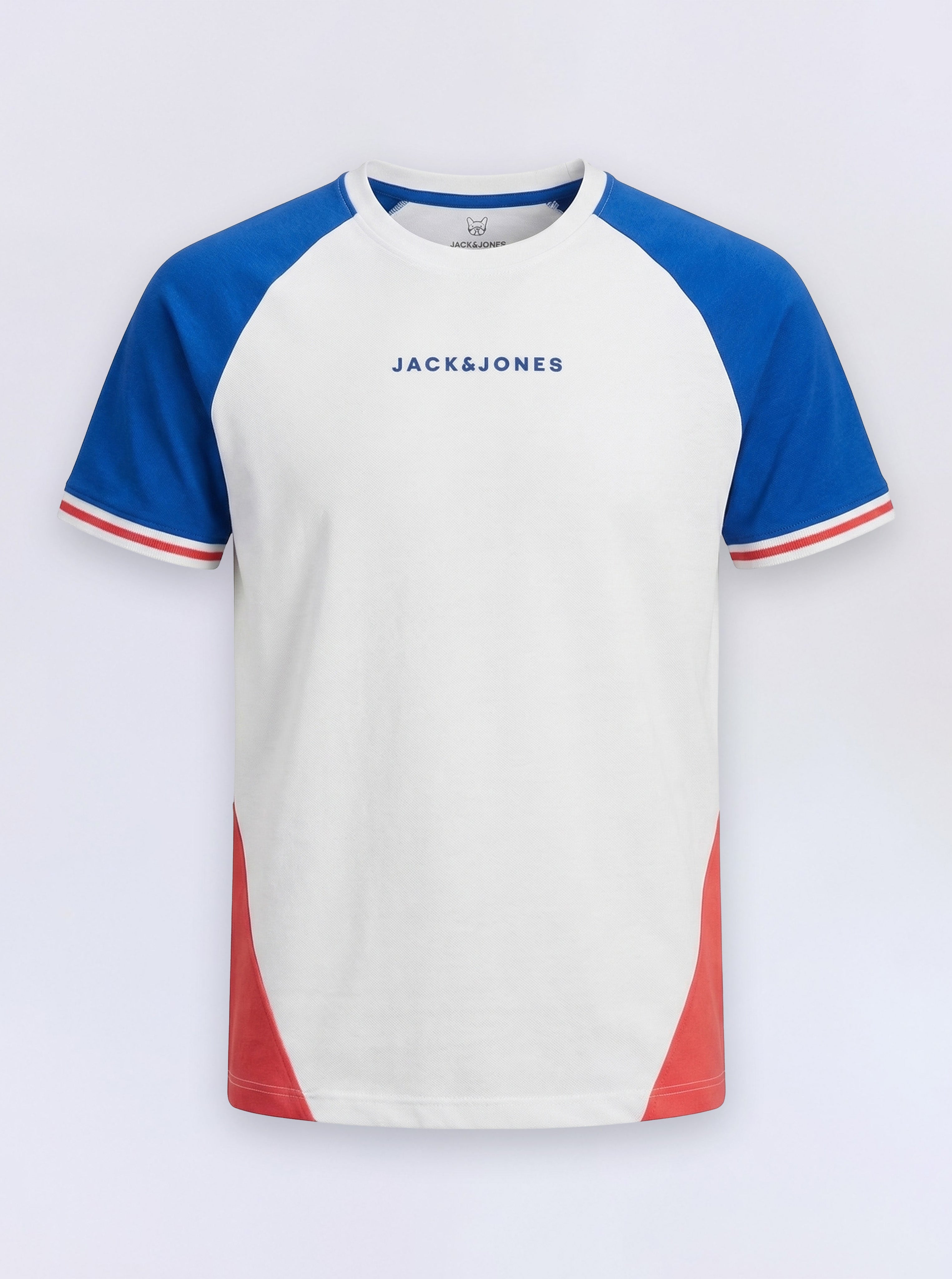 Boys Bright White Colourblocked Cotton Crew Neck T-Shirt