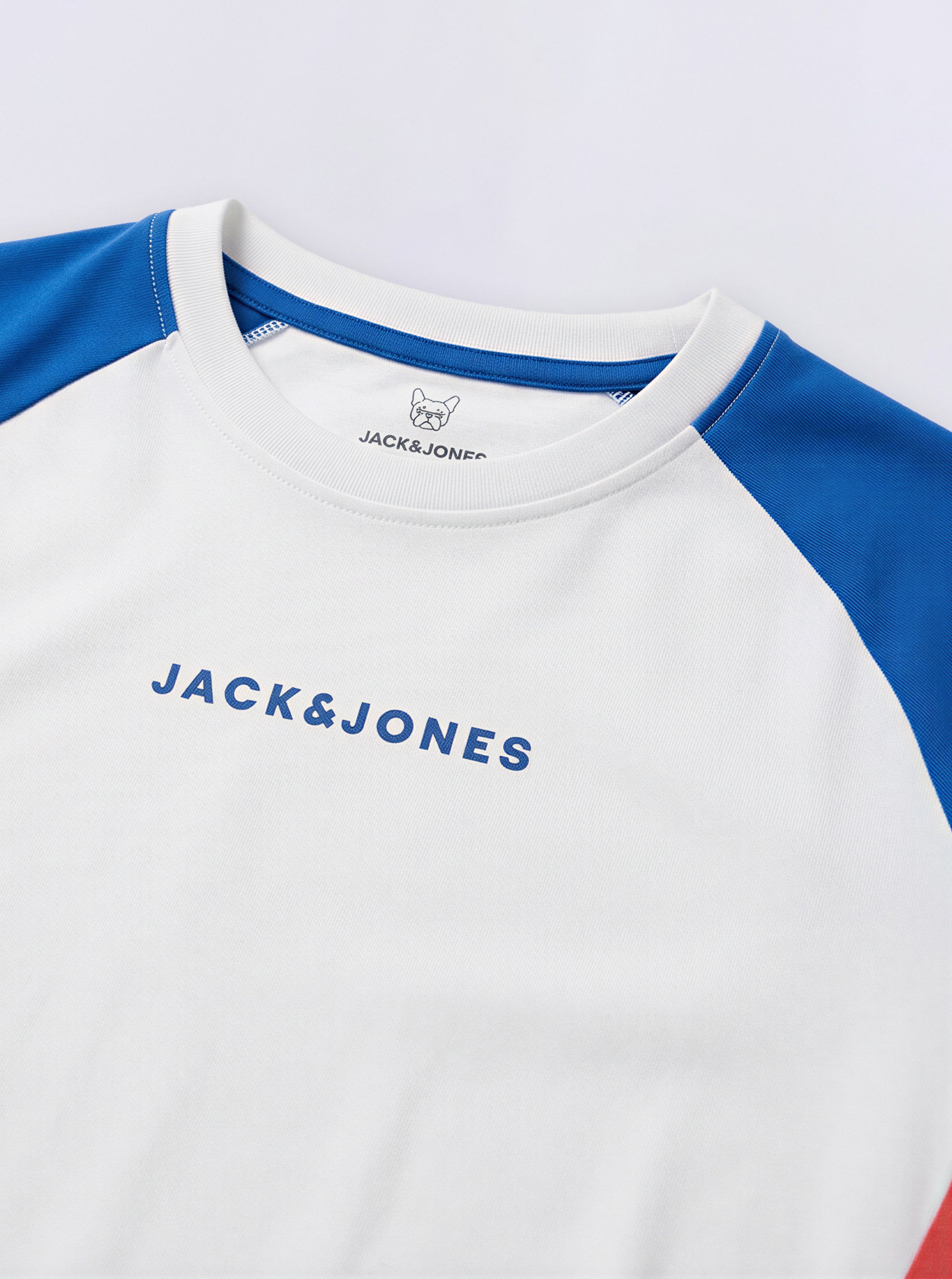 Boys Bright White Colourblocked Cotton Crew Neck T-Shirt