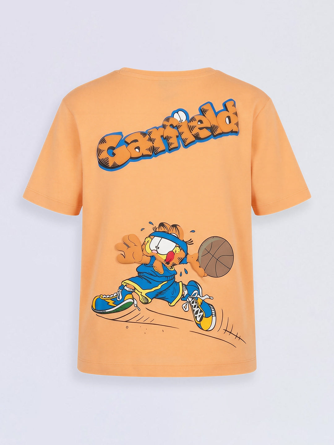 Boys Orange Garfield Print Cotton Oversized T-Shirt