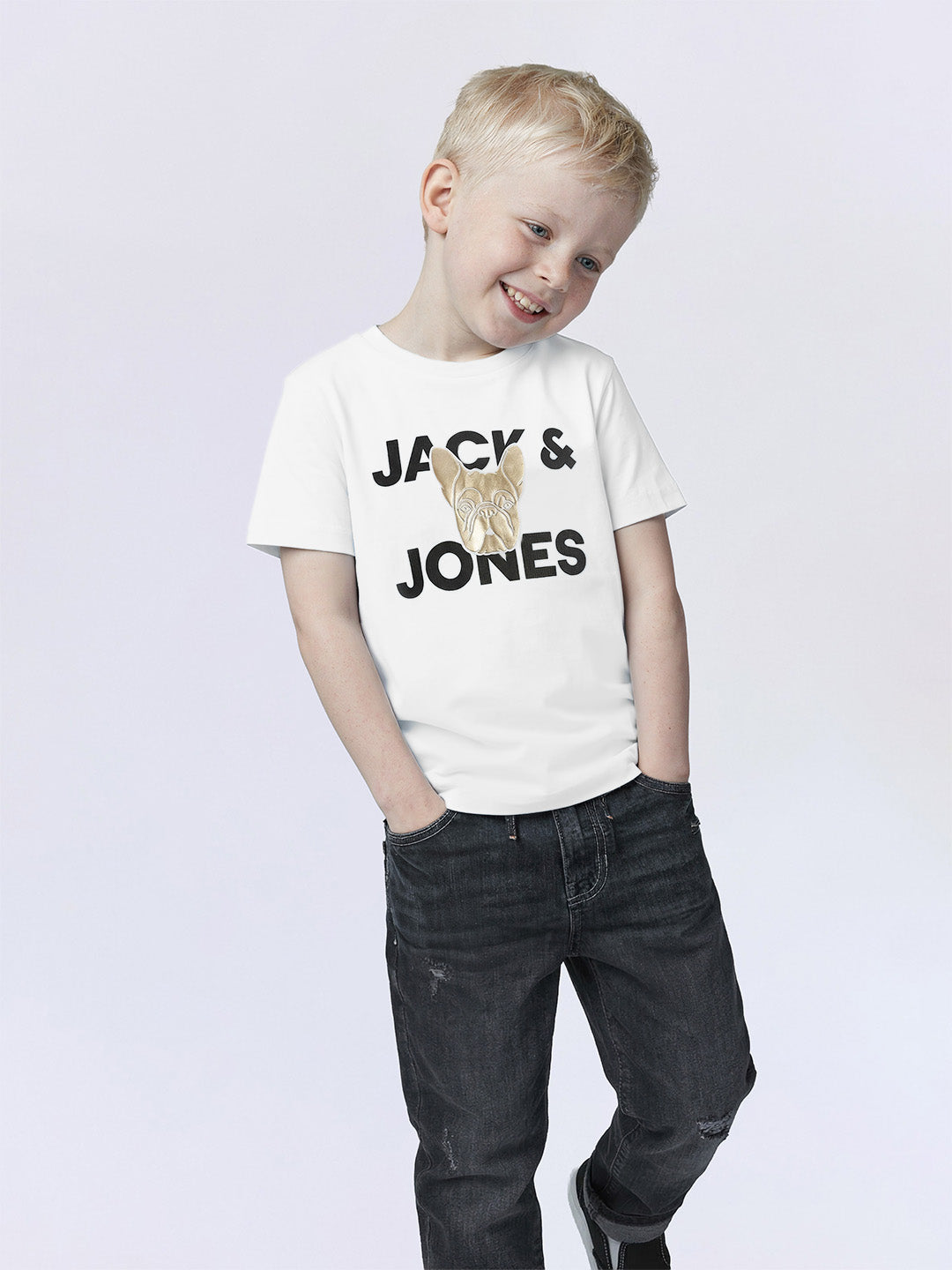 Boys Bright White Logo Graphic Cotton T-Shirt