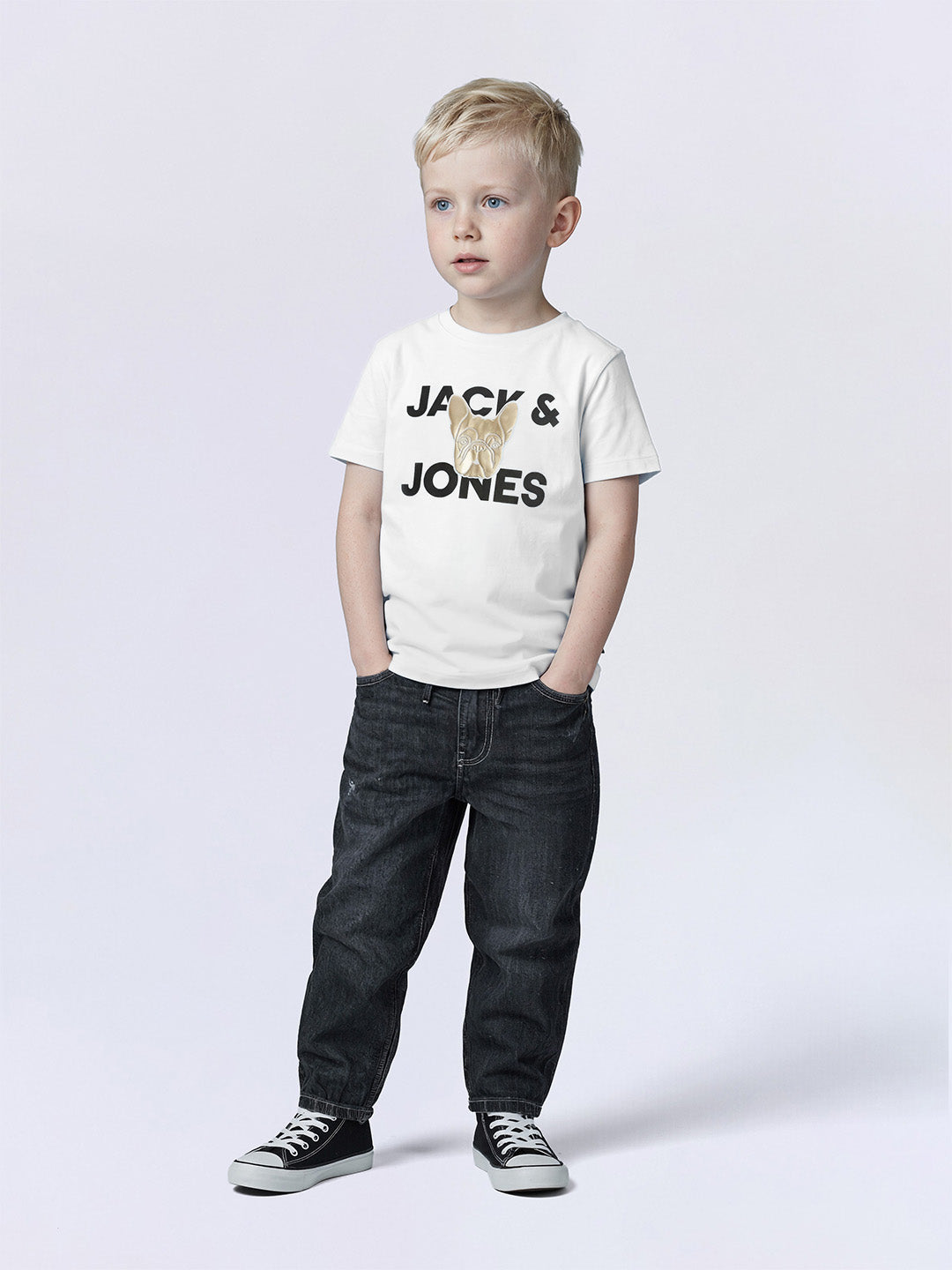 Boys Bright White Logo Graphic Cotton T-Shirt