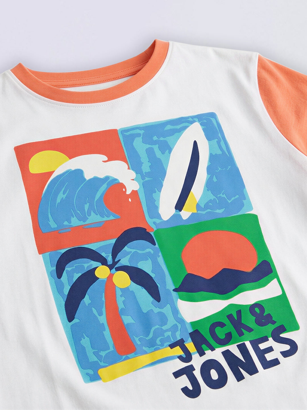 Boys Red Colourblocked Printed Cotton Regular Fit T-Shirt