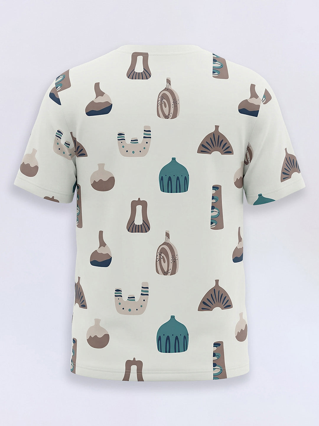 Boys Warm Taupe Brown Abstract Print Cotton Oversized T-Shirt