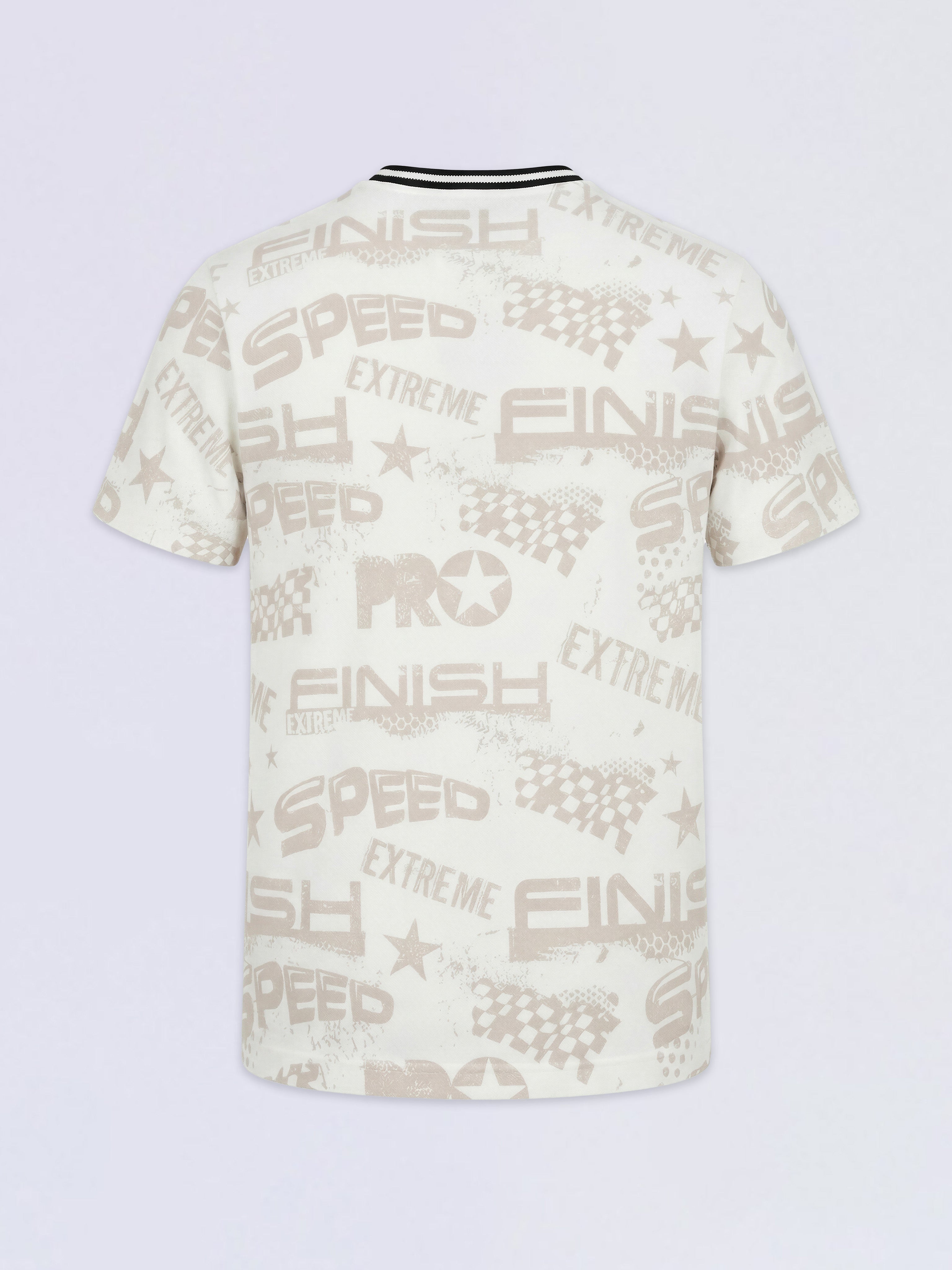 Boys White Racer Car Print Cotton Regular Fit T-Shirt