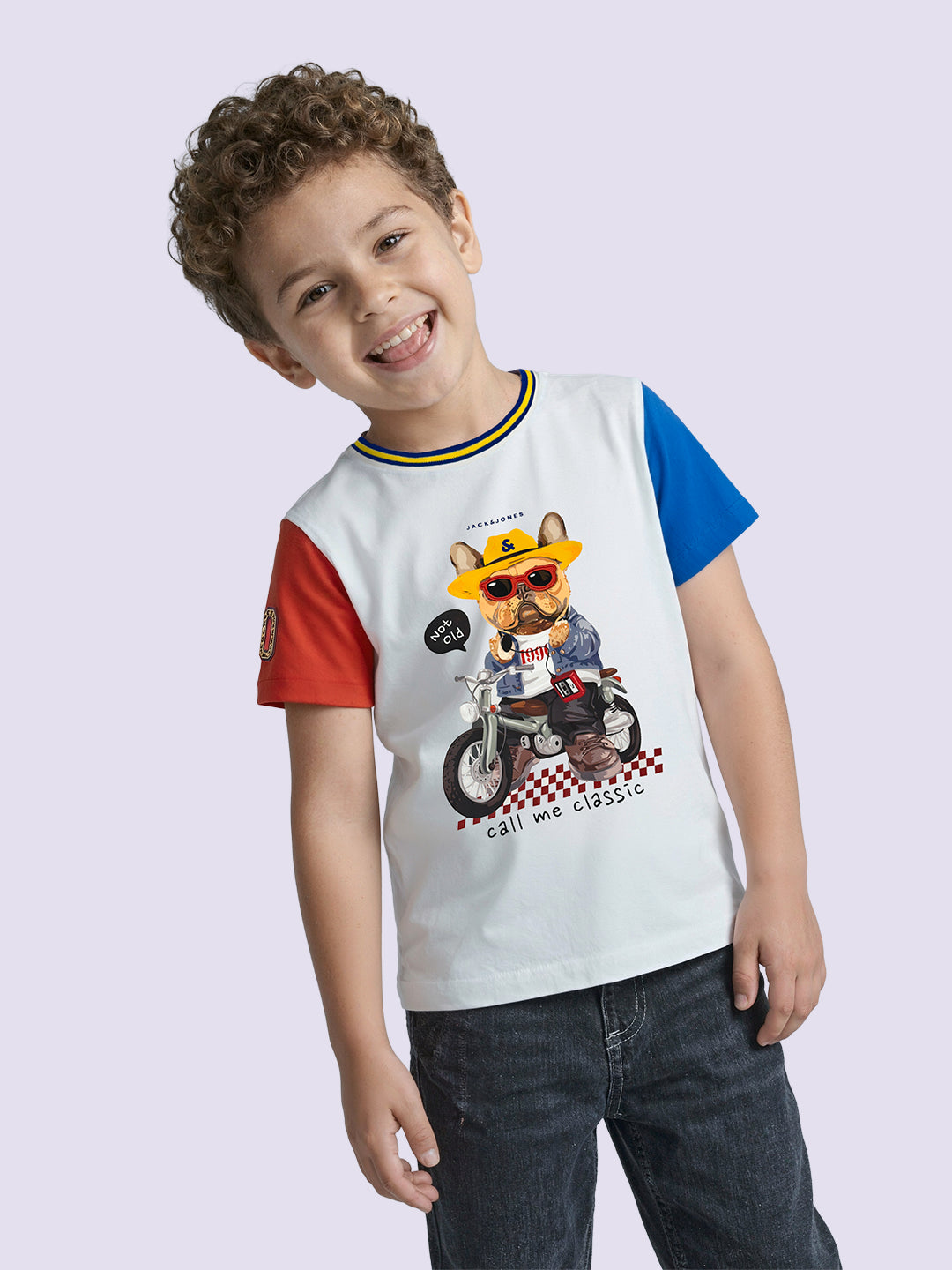 Boys White Character Print Cotton Regular Fit T-Shirt