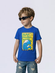 Boys Dark Blue Graphic Print Cotton Regular Fit T-Shirt